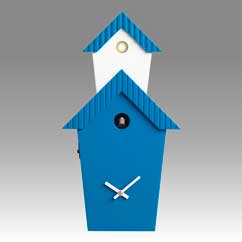 Contemporary cuckoo clock Art.flat 2601 lacquered with acrilic color blue
